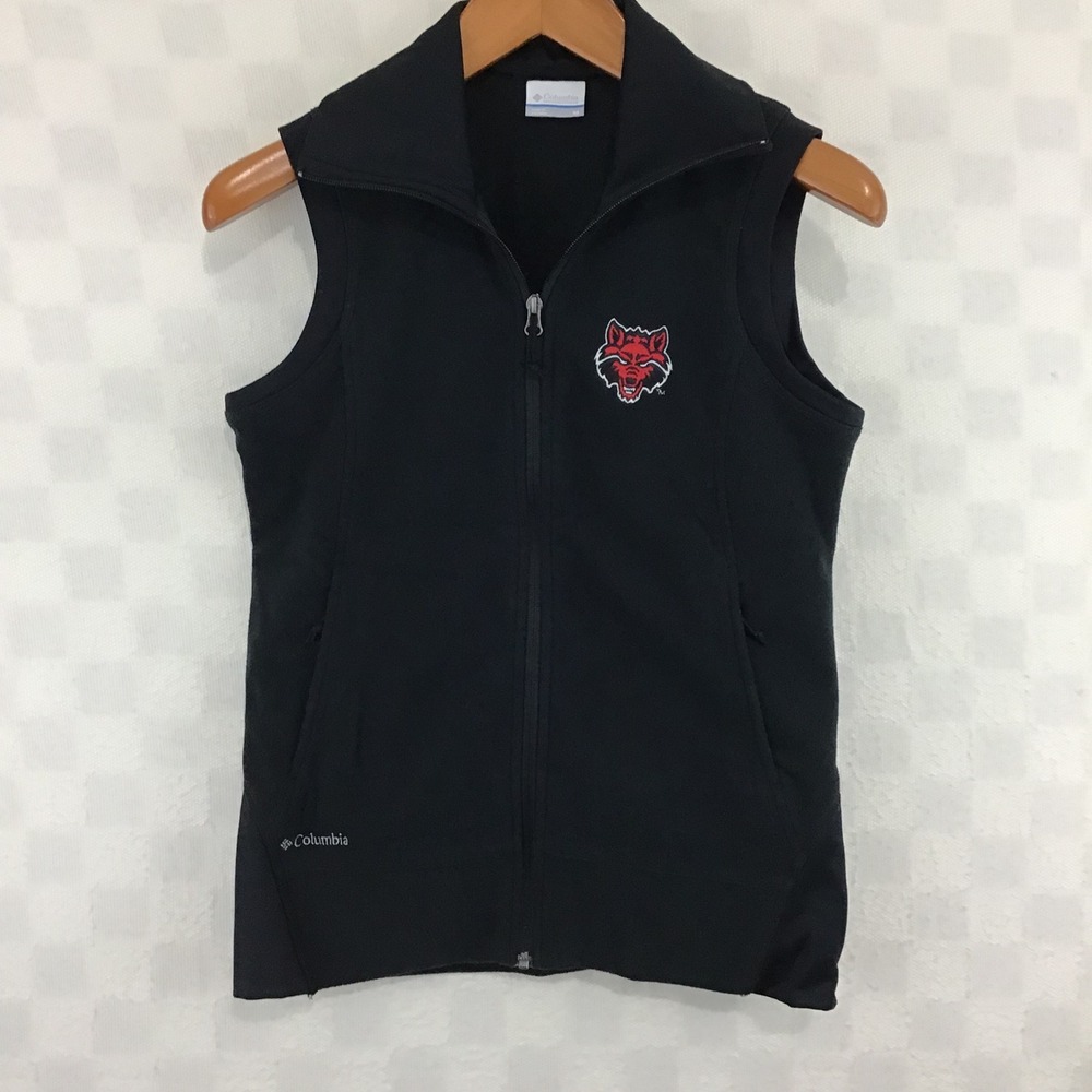 Columbia Arkansas State Red Wolves‎ Fleece Vest Womens Medium Black Full Zip